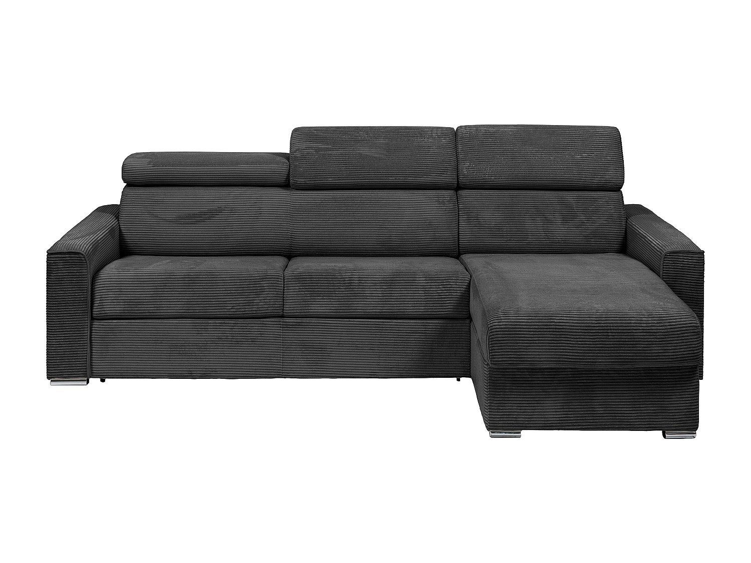 Kanapa narożna dwustronna rozkładana typu express z antracytowego sztruksu - Miejsce do spania 140 cm - Materac 14 cm - VIZIR
