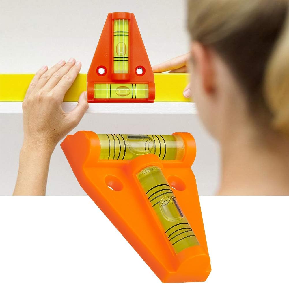 Poziomica miniaturowa, poziomica trójkątna z magnesem, poziomica magnetyczna T, pomarańczowa - 5