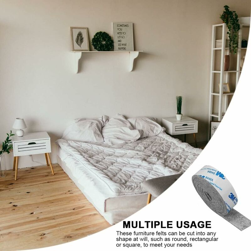 Feutrine Autocollante Meuble, Feutrine Adhesive 5 Rouleaux（100 2cm）Découpe Libre de Toute Taille ou Forme Feutre Patin Antiderapant pour Protection - 5
