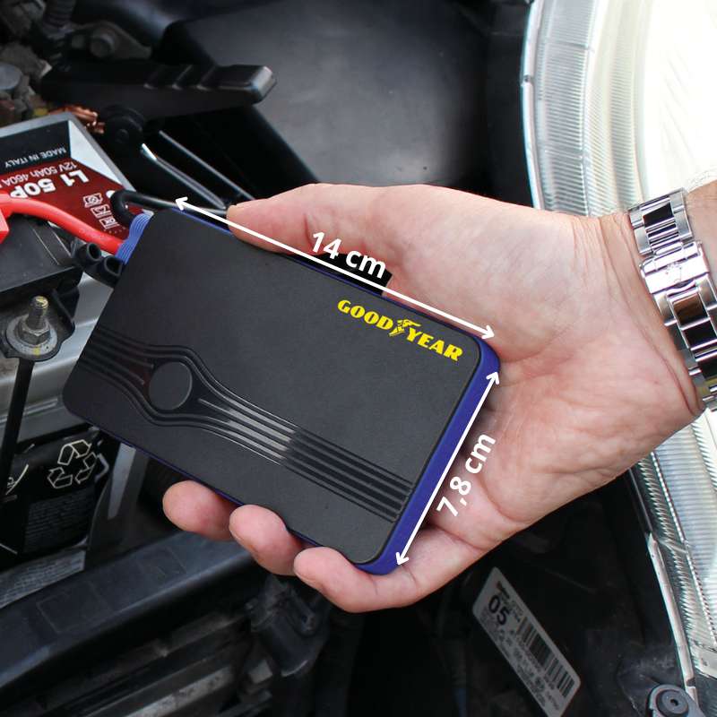 Goodyear Jump Starter Avviatore di Emergenza 8000 mAh Multifunzione, al Litio, per Auto a Benzina e a Diesel fino a 2500cc, Funzione Power Bank - 3