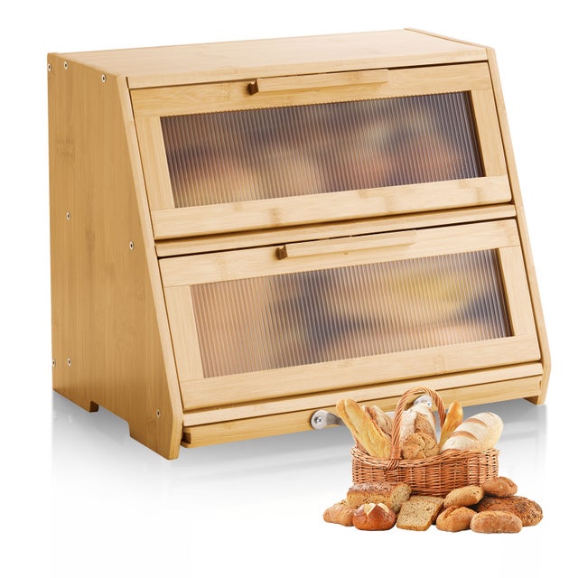 Dwuwarstwowy chlebak do blatu kuchennego Chlebak Pojemnik na chleb Naturalny VEVOR