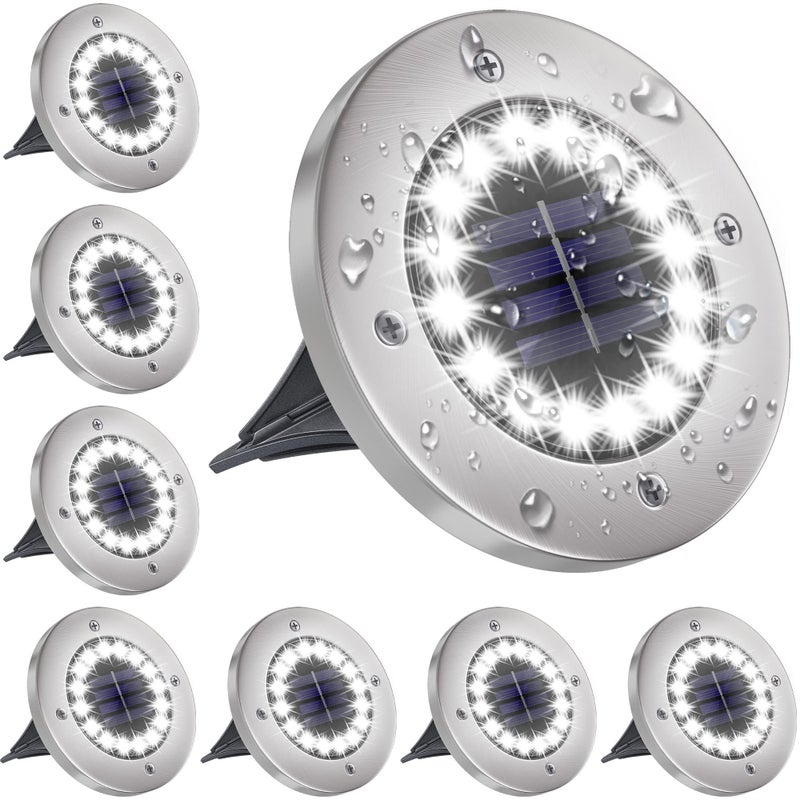 Słoneczne lampy naziemne z 16 diodami LED, wodoodporne światło słoneczne, słoneczne oświetlenie krajobrazowe do ogrodu, tarasu, trawnika, białe światł