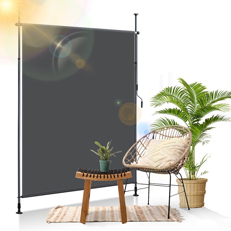 Markiza zewnętrzna Markiza pionowa zewnętrzna Markiza z zaciskami 200 x 270 cm rozkładana markiza zewnętrzna z korbką bez wiercenia Antracyt