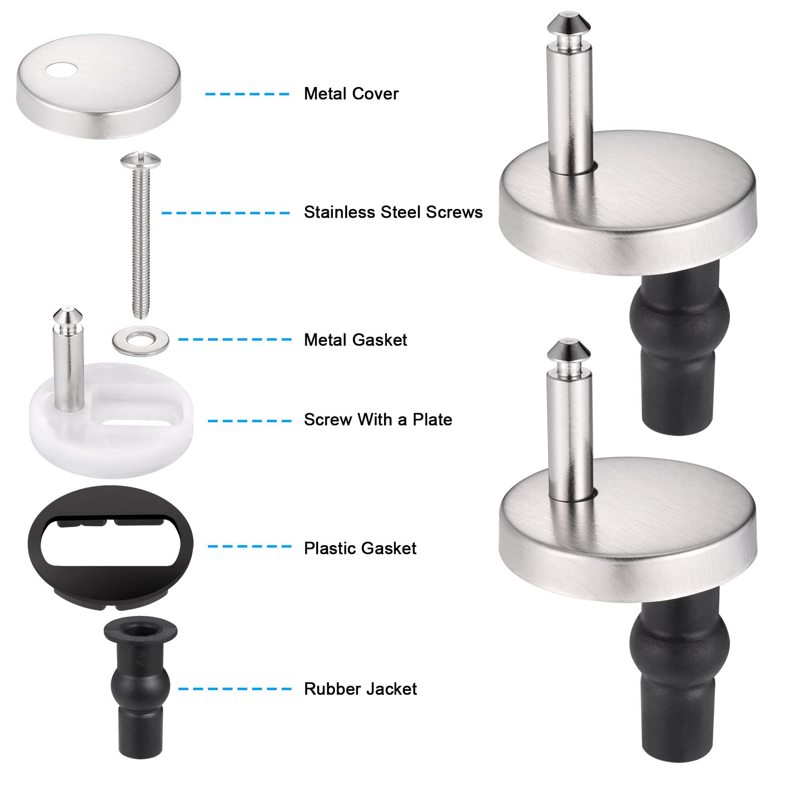 2Pcs Fixation Abattant WC,Charnières Siège de Toilette Universelles à Dégagement Rapide,Kit de Fixation Abattant Wc Toilette Siège avec Vis - 6