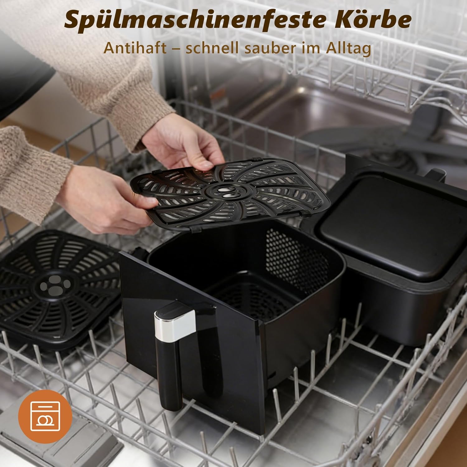 Nettlife friteuse à air 2 compartiments 11 L, 13-en-1, double zone superposée, 2800 W, écran tactile, minuterie, paniers lave-vaisselle - 7