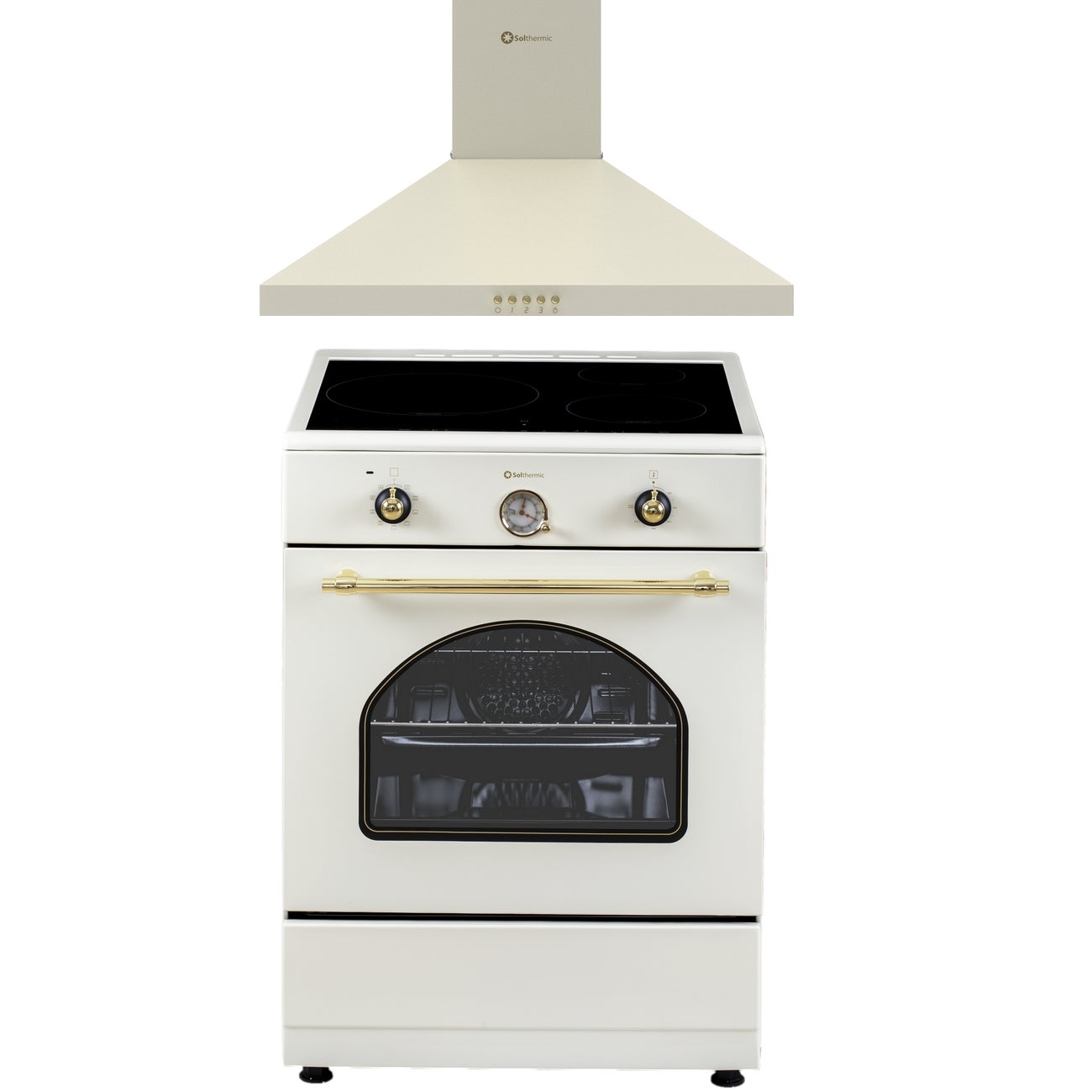 Solthermic® combo pack cocina 60x60 vti60 crema induccion + campana de 60 crema