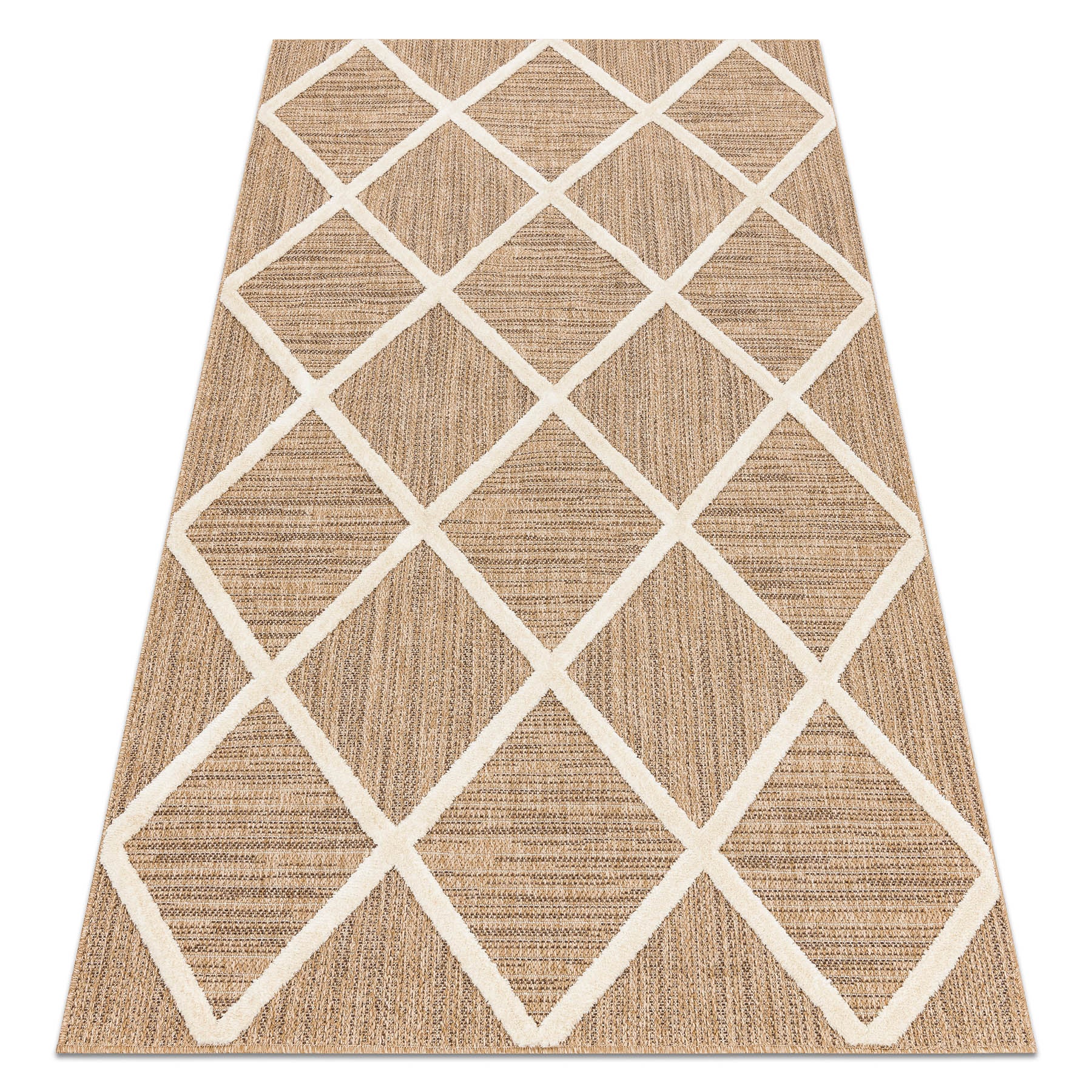 Dywan SPARK 0708A beż / krem - Kratka, romby sizal, strukturalny 180x270 cm