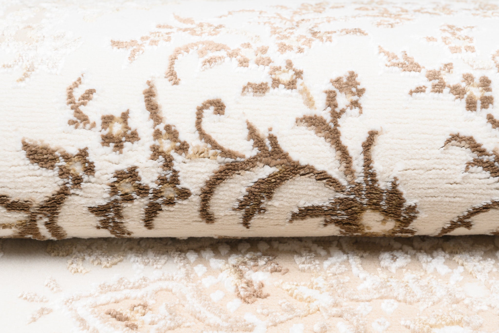 TAPISO Hera Tapis Salon Chambre Brillant Crème Marron Beige Vintage Rosace Floral Ornamental Bordé Moucheté Effet 3D OEKO-TEX 80 x 150 cm - 4
