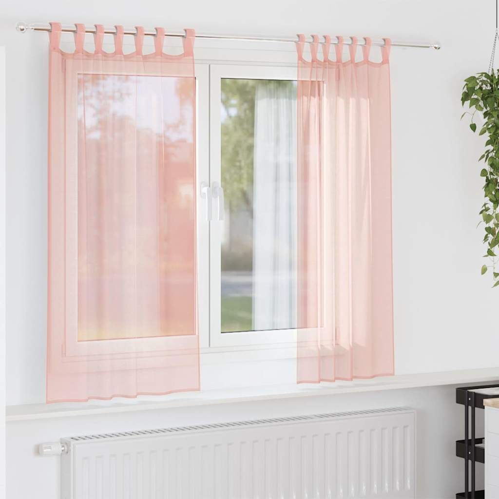 Zasłony woalowe z pętelkami 2 szt. Różowe 140x175 cm vidaXL