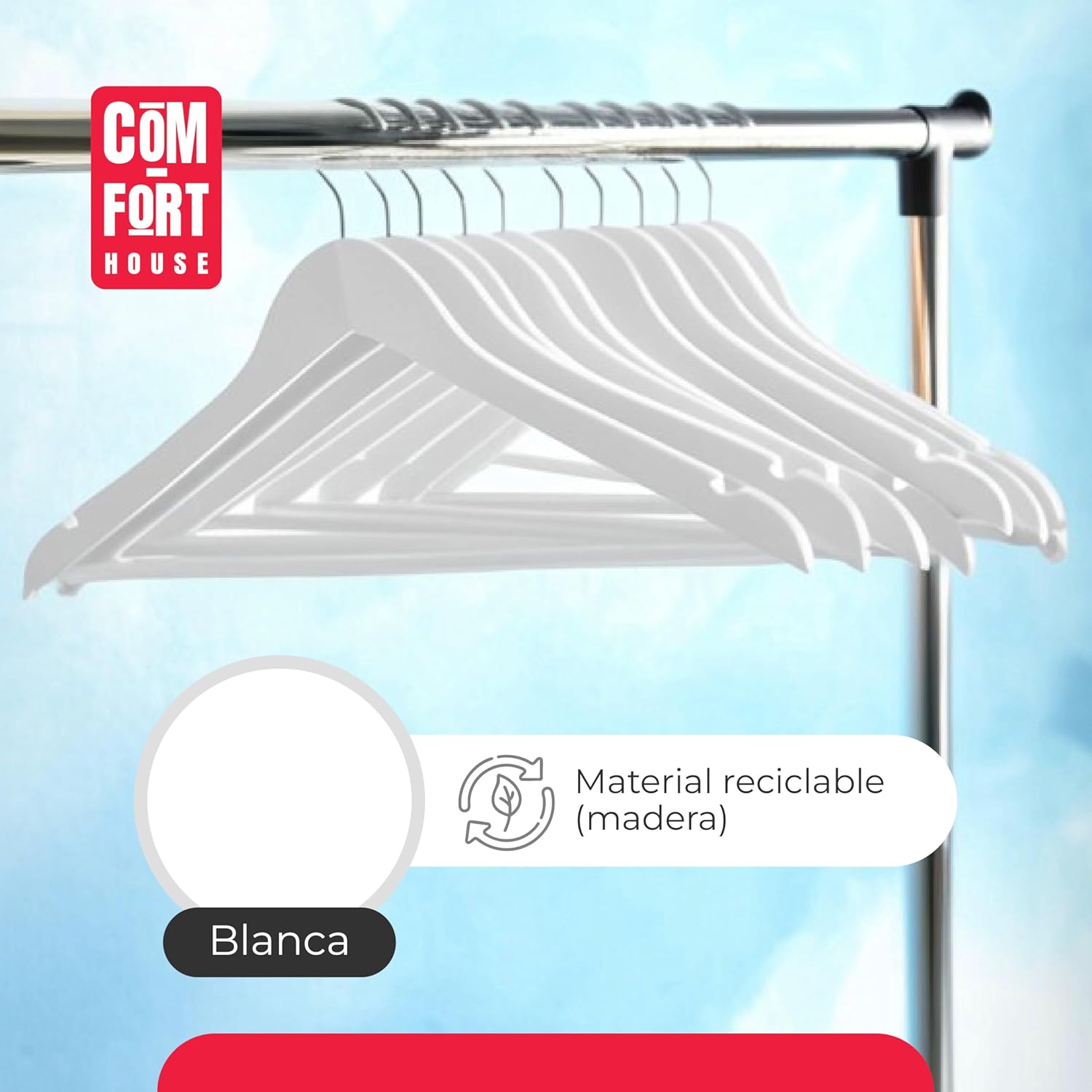 Lot de 40 Cintres en Bois Massif Blanc avec Crochet Pivotant à 360° et Encoches Antidérapante - 6