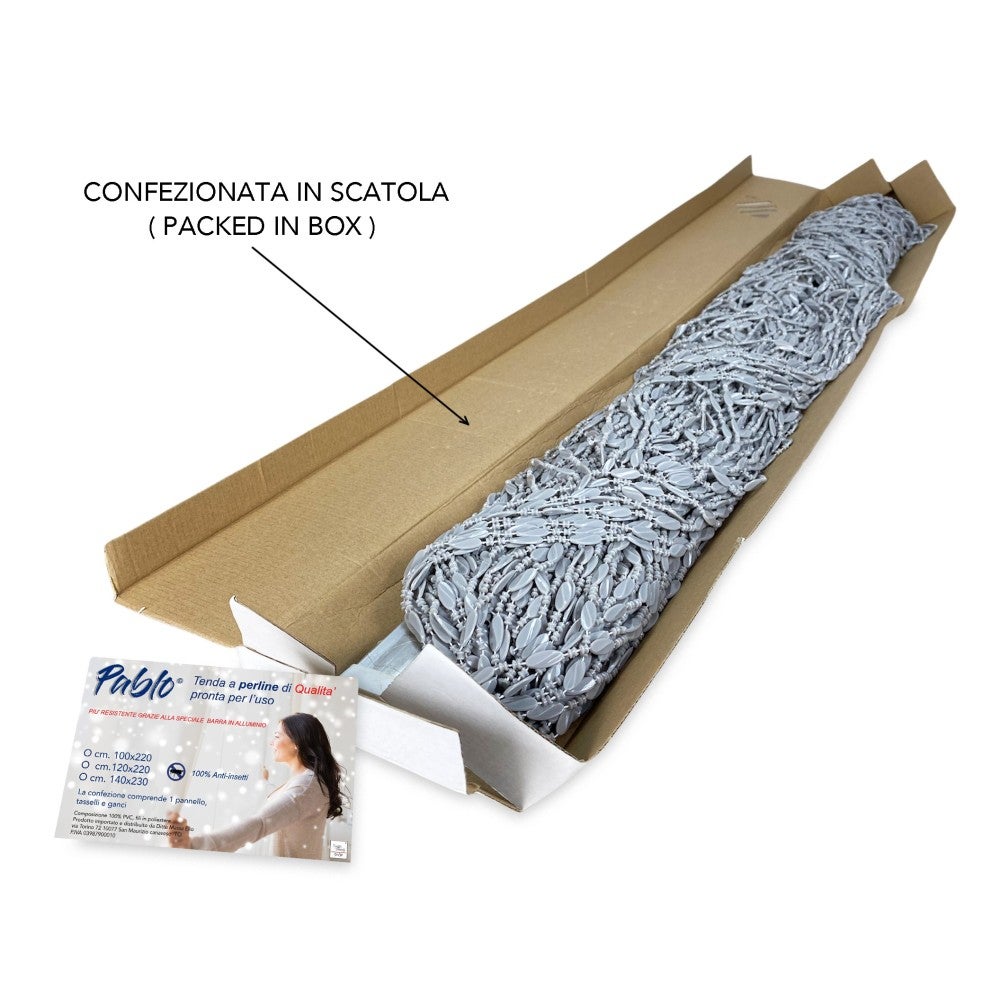 PABLO TENT © avec perles anti-moustiques GRIS en PVC anti-bruit avec tige METAL Cm. 120x220 - 8