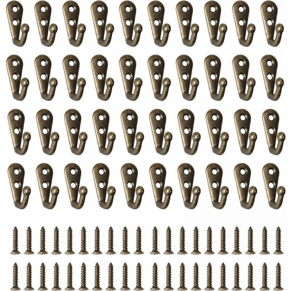 40 sztuk metalowych wieszaków na ubrania nad drzwiami, wieszaki ścienne retro z 80 śrubami do kuchni, salonu, sypialni za drzwiami (B)