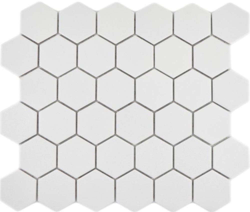Mosaïque Hexagone Blanche Mat 26x23mm - Résiste Au Gel Et à L'eau, Pose Mur/sol