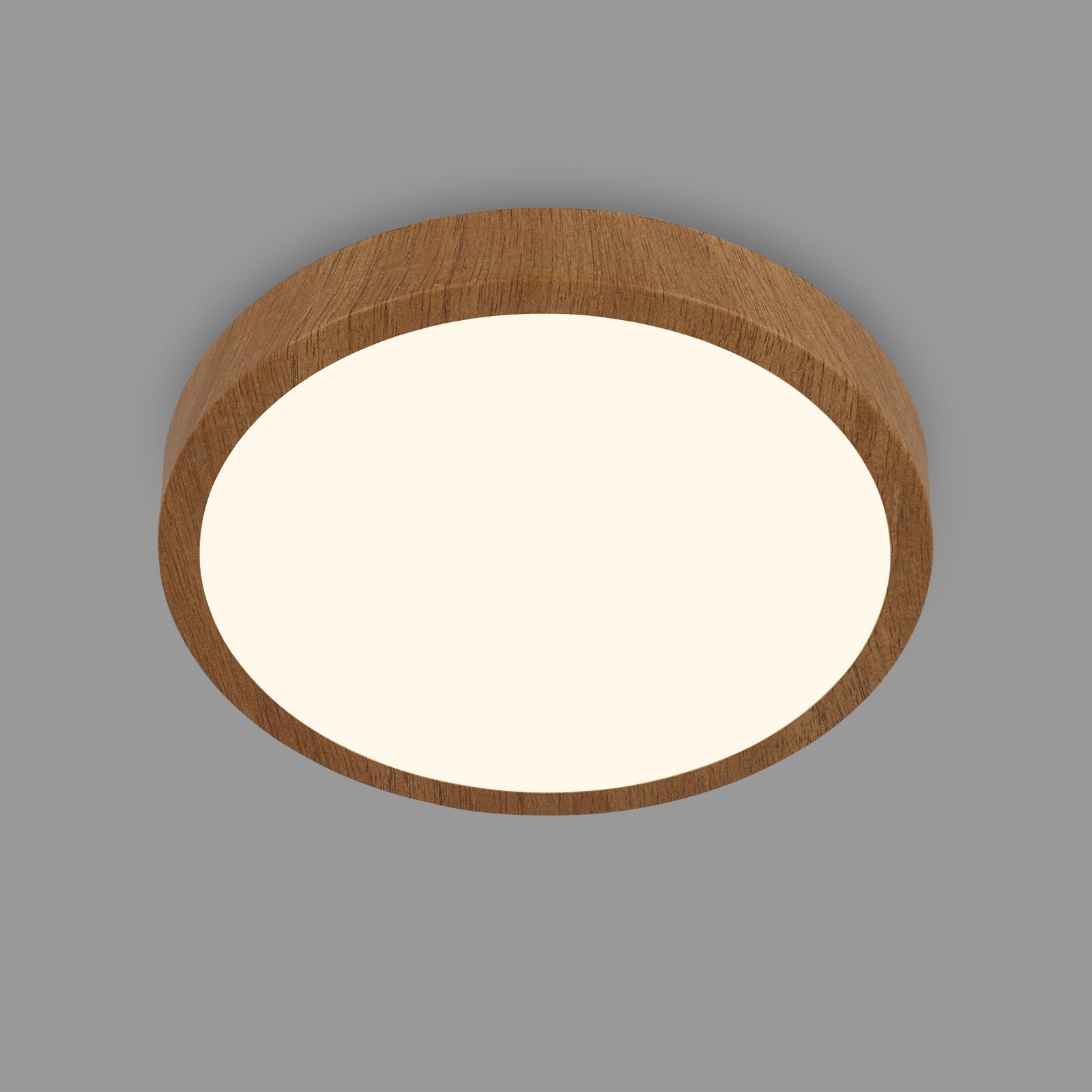 Plafonnier LED - avec cadre bois - IP20 - D.380 mm - aspect bois naturel - blanc chaud 3000K - 24W / 2900lm - Briloner - 7