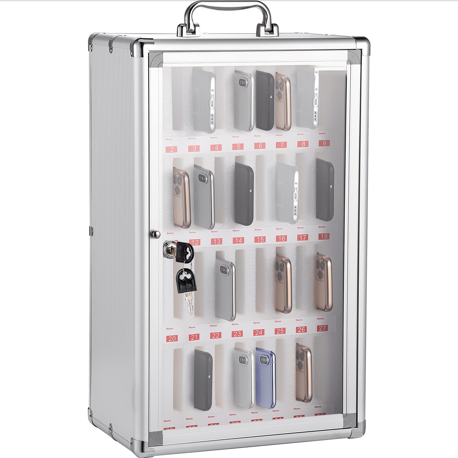 Casier Mural Téléphones 25 Emplacements Avec Serrure - Rangement Sécurisé Pour Écoles Et Bureaux