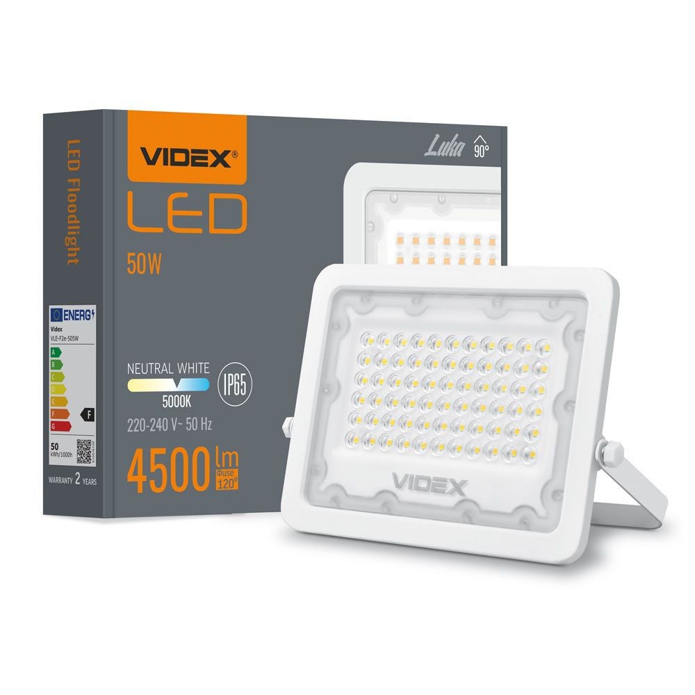 Naświetlacz LED biały LED 50W 5000K 4500lm IP65 wym: 16 x 21,3 x 2,6 cm aluminium Videx