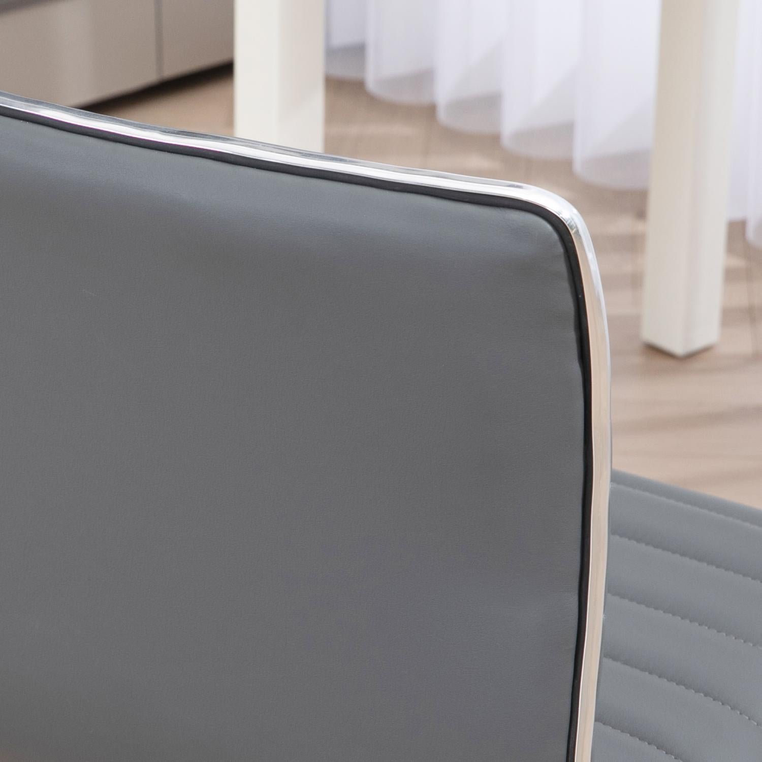 Sedia da ufficio senza braccioli, regolabile in altezza, rotelle, pelle sintetica, 48x52x90 cm, grigio chiaro, portata 120 kg - 3