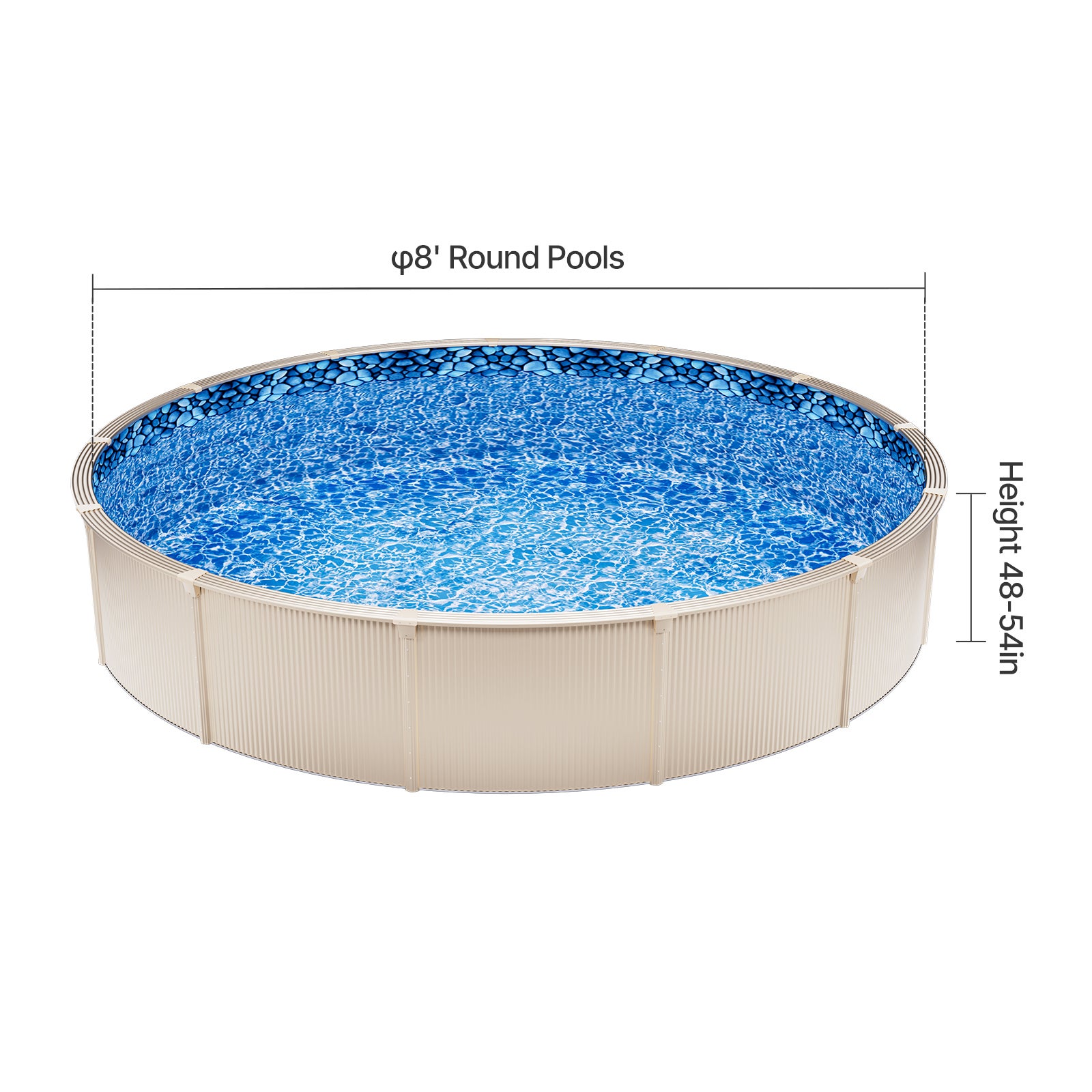 Revêtement Piscine Hors Sol SucceBuy, Rond 8 Pieds, Vinyle à Chevauchement, Calibre Standard, Hauteur de Paroi 48–54 Pouces - 2