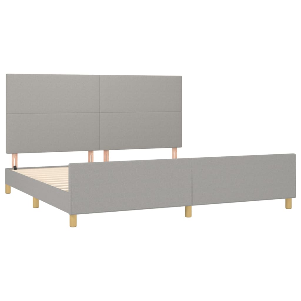 Cadre de lit sans matelas gris clair 200x200 cm tissu - 4