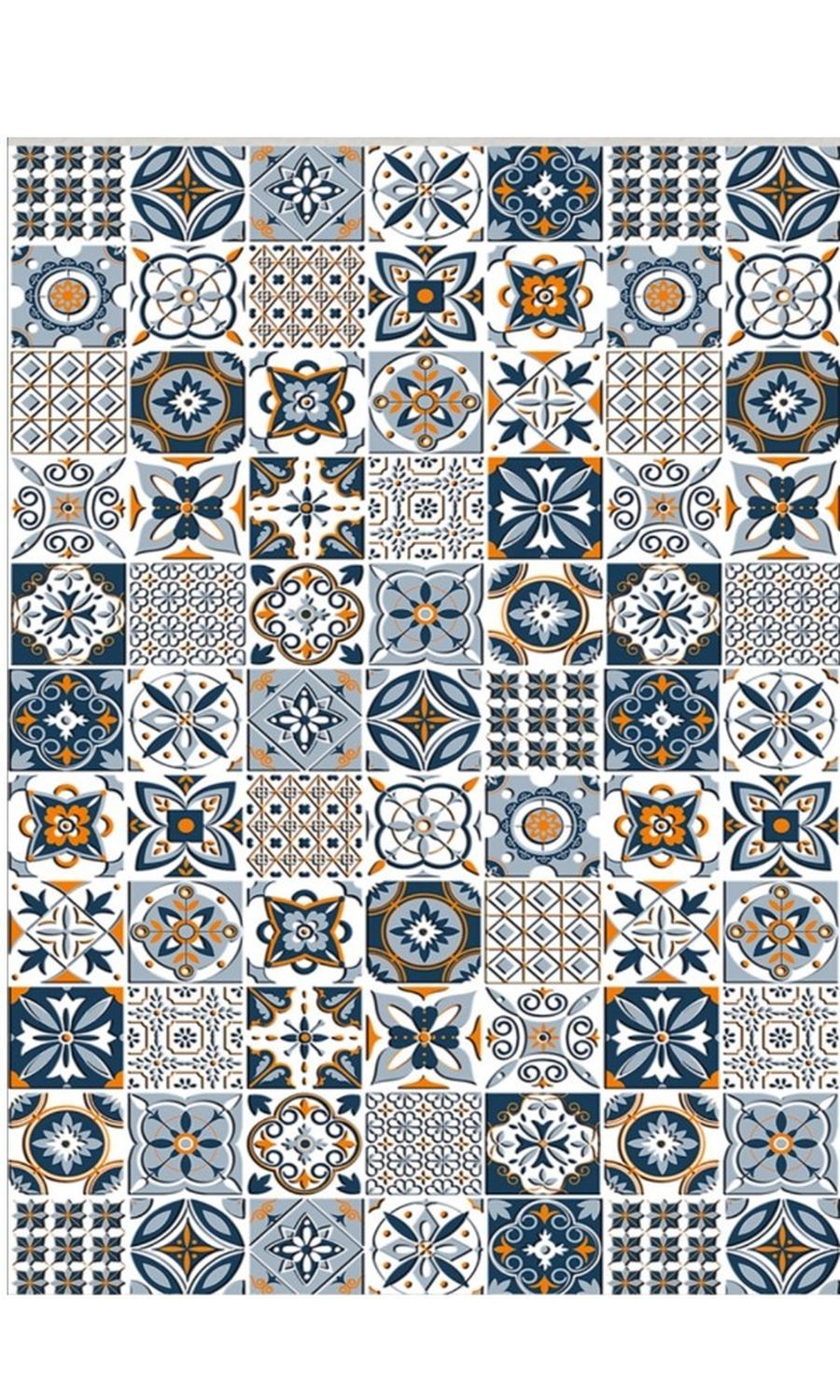 Alfombra de cocina baldosas de cemento 60 x 90 cm - azul