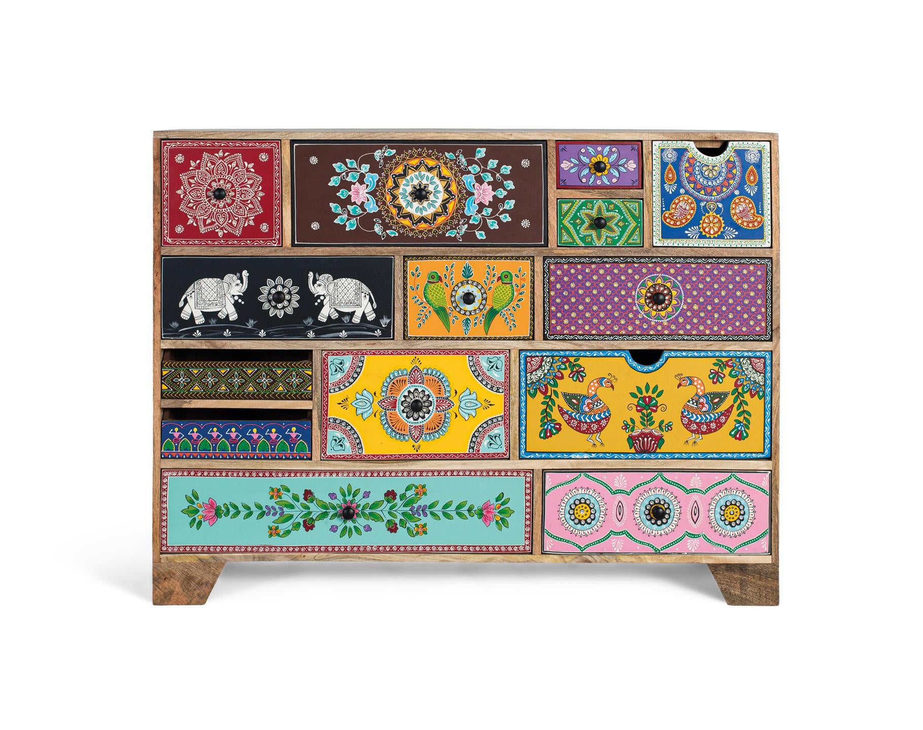 Komoda z drewna mango 120 cm w stylu etnicznym boho - 90x120x40 GYC