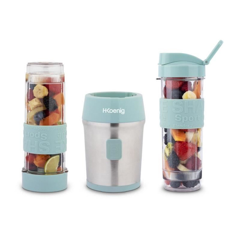Mini blender - SMOO16 - 300 W - 570 mL - Bleu pastel - 2 gourdes incluses - 5
