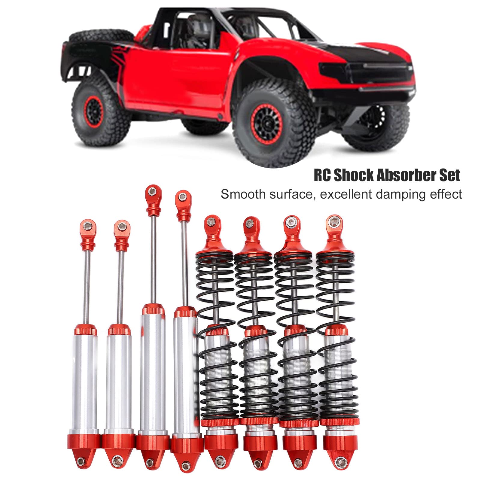 Set di ammortizzatori RC Ammortizzatore anteriore e posteriore in lega di alluminio per TRAXXAS UDR (rosso) - 3