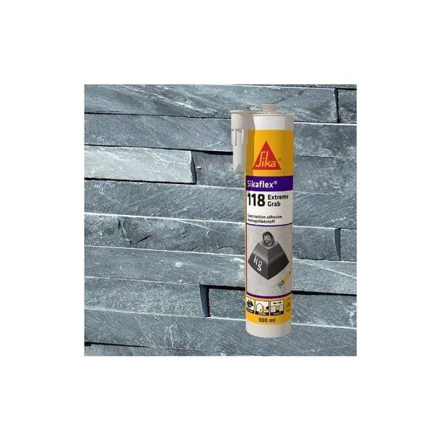 SikaFlex-118 Extreme Grab - Colle à adhérence initiale extrême EC 1 PLUS - Sika - Cartouche de 290 ml Noir