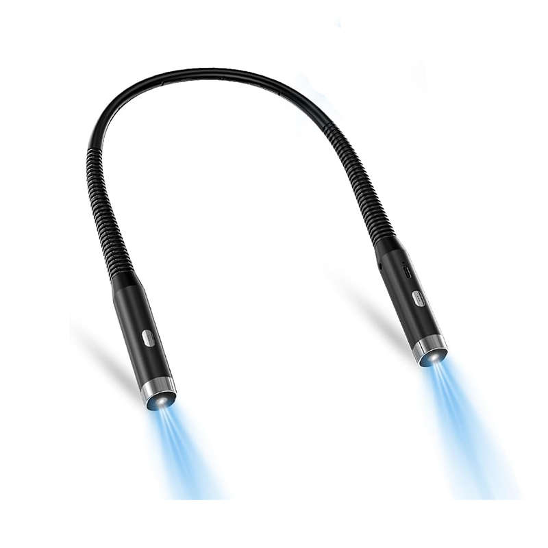 Lampka do czytania na szyję – 3 poziomy jasności, bez użycia rąk, ładowalna, idealna do czytania, robienia na drutach i biwakowania, czarna