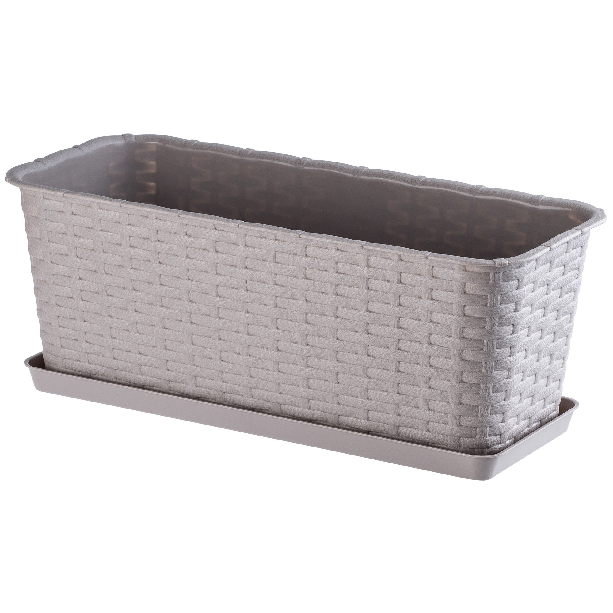 TOP TOOLS Fioriera Da Balcone Con Sottovaso Effetto 3D Sahara, Colore Bianco, Dimensioni 58,5x17x14,5 Cm, Resistente Ai Raggi UV, Prodotta In UE