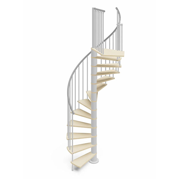 Escalier colimaçon 10 marches - Hauteur à franchir 2.05 à 2.40m - Diamètre 138cm - Bois et blanc - Sens horaire - HOOP138/BB-H-10 - 4