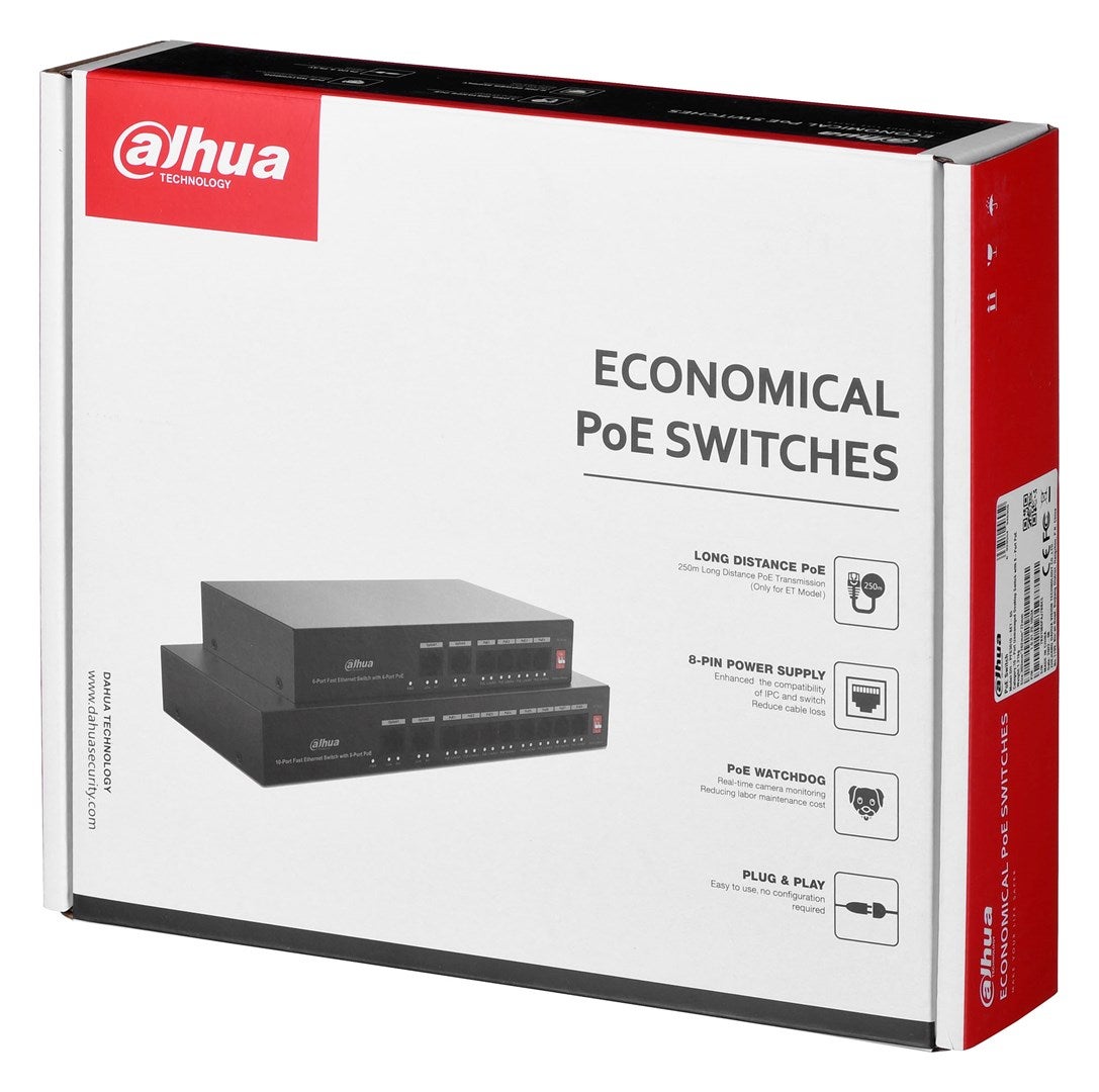 Commutateur réseau Dahua Technology PoE DH-PFS3010-8ET-65 Fast Ethernet (10/100) Power over Ethernet (PoE) Noir - 5