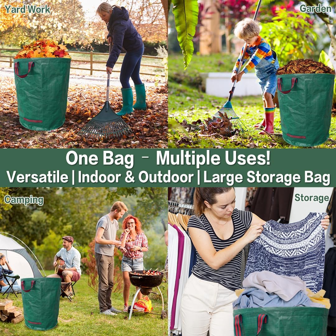 2x200L Sac à Déchets Verts de Jardin Réutilisable avec Poignée - Résistant, Indéchirable, pour Végétaux, Feuilles, Pelouse Coupée,Ultra Load Bearing - 6
