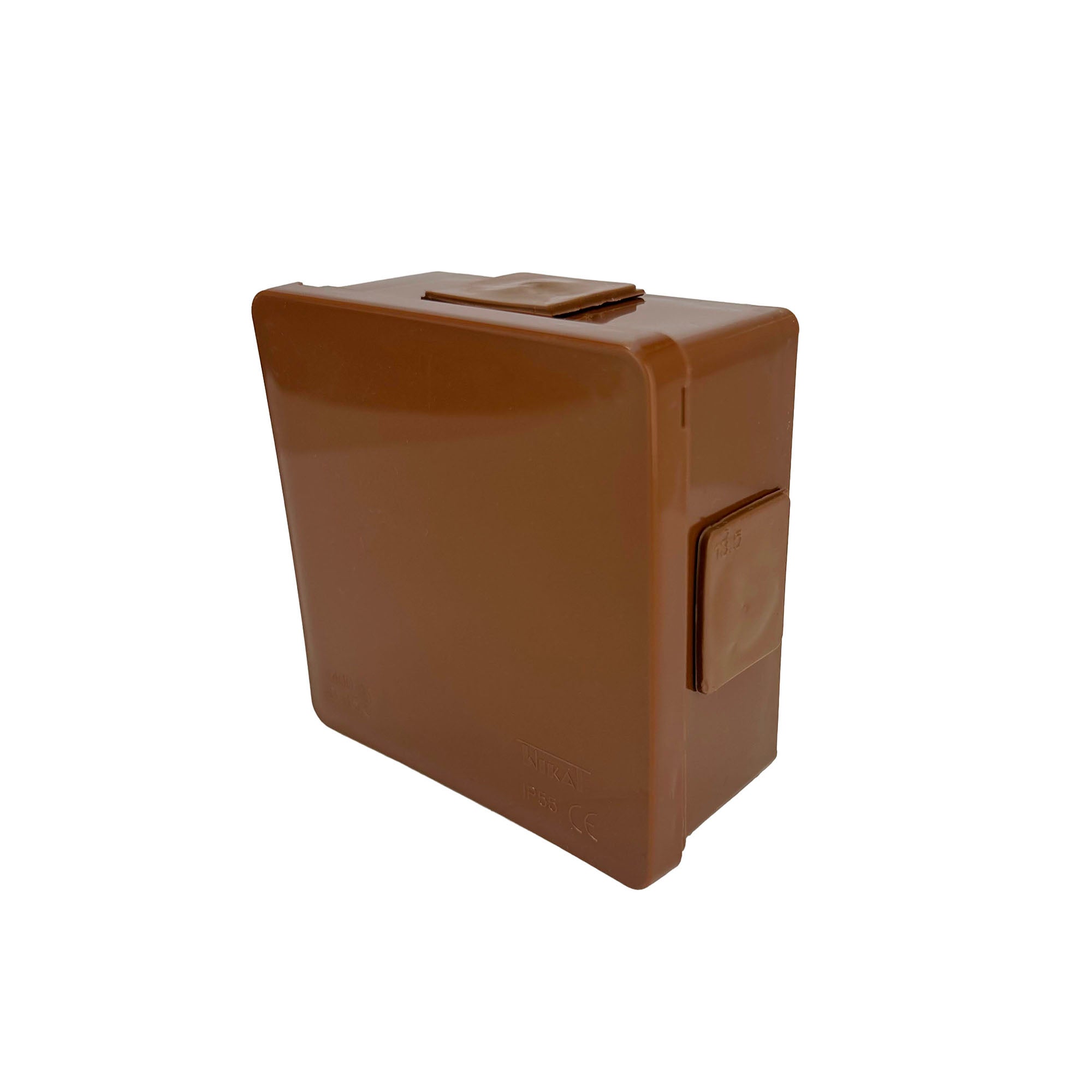 Puszka natynkowa hermetyczna 86x86x40mm 4-wlotowa, z dławikami gumowymi, IP55 zamknięcie "na klik", brązowa EDO