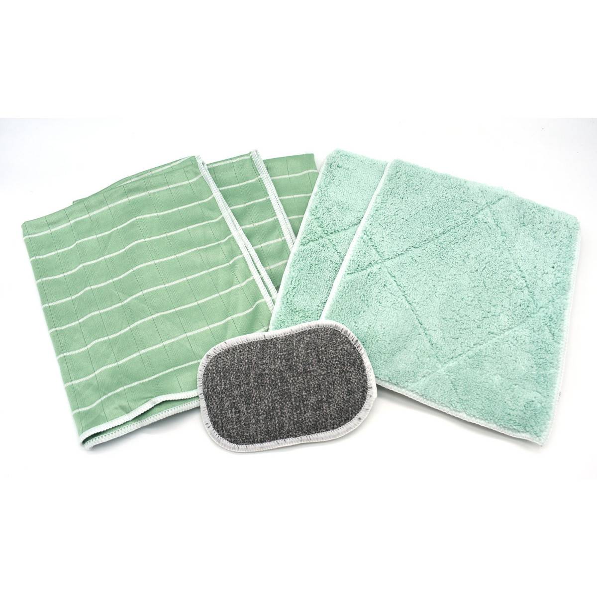 Lot 5 Chiffons Bambou Microfibre Strapure - 2 Lavettes, 2 Lustreuses, 1 Éponge - Nettoyage Sans Traces