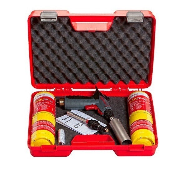 Valisette rouge Vulcane Express Multi Air Chaud avec lance spécial air chaud + 2 cartouches MAP//Pro + Piezo Guilbert Express
