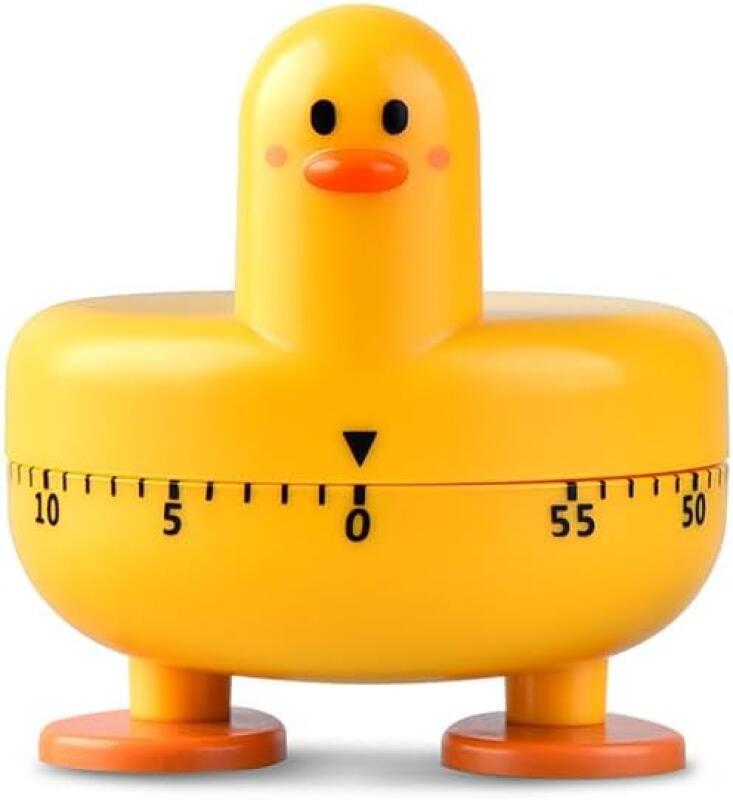 Minuteur de cuisine en forme de canard, jaune, alarme rotative ...