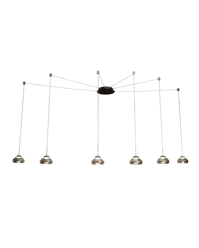 Lampa wisząca LED Arabella z metalu i dymionego szkła dmuchanego 3547-46-126 Fabas Luce