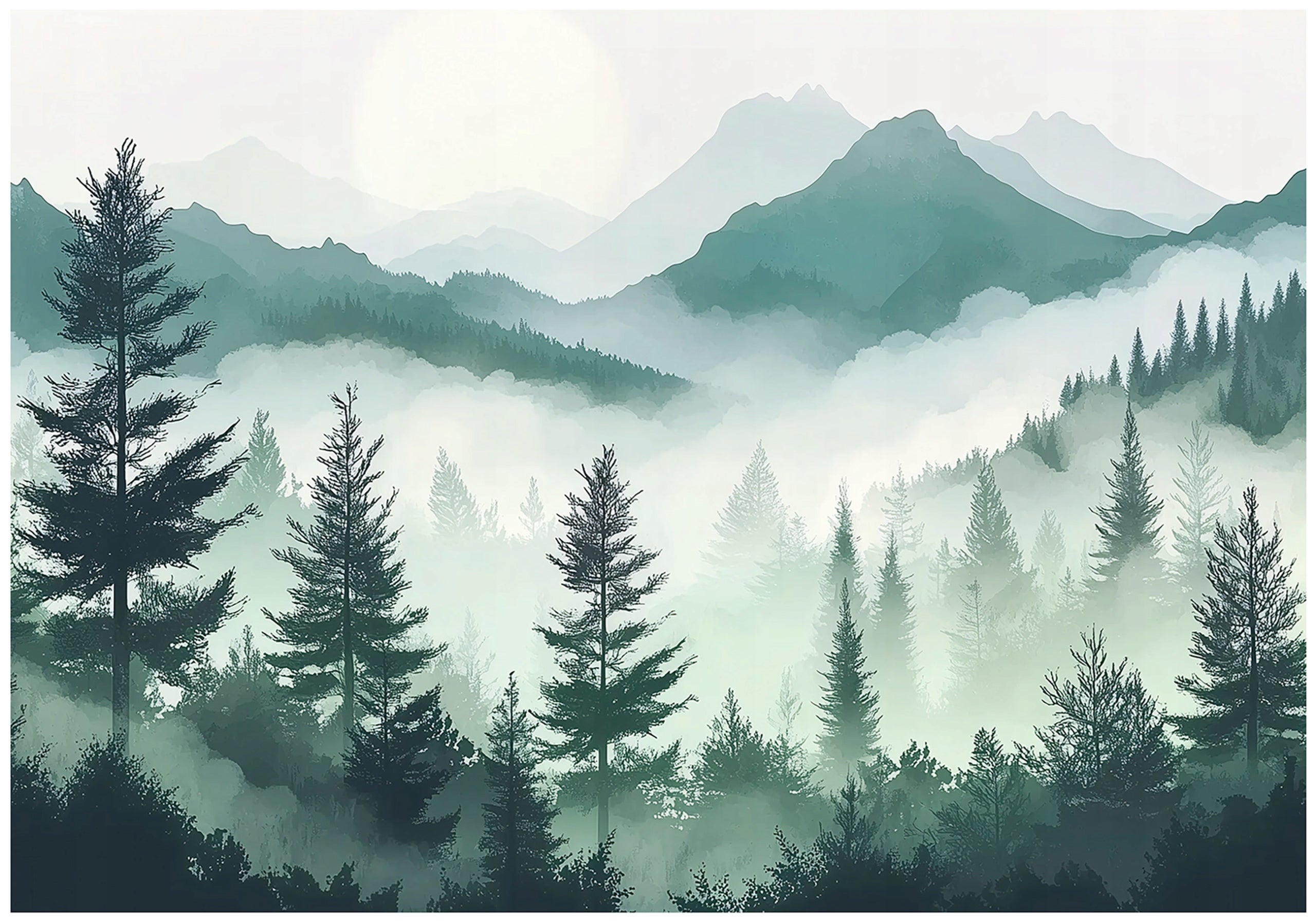 Fototapeta Las we mgle Natura 350x250 cm Tapeta Do Sypialni Salonu Kuchni Na Flizelinie