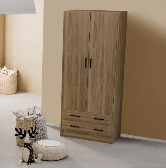 Iperbriko  Armario Bioclimático 2 Puertas Y 2 Cajones En Nogal Natural 91X52x210 , Leroy Merlin