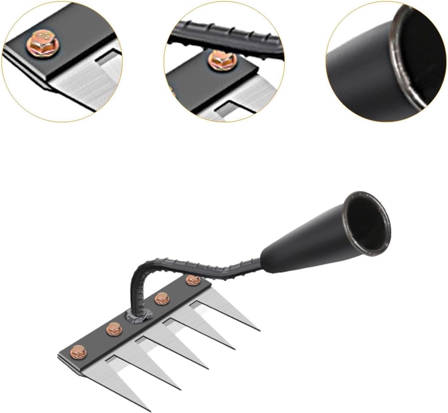 Rateau de Désherbage, Râteau de Jardin, Râteau de Désherbage Outils Jardinage , pour Désherbage, Ameublissement du Sol, Semis, 5 Dentaires - 4