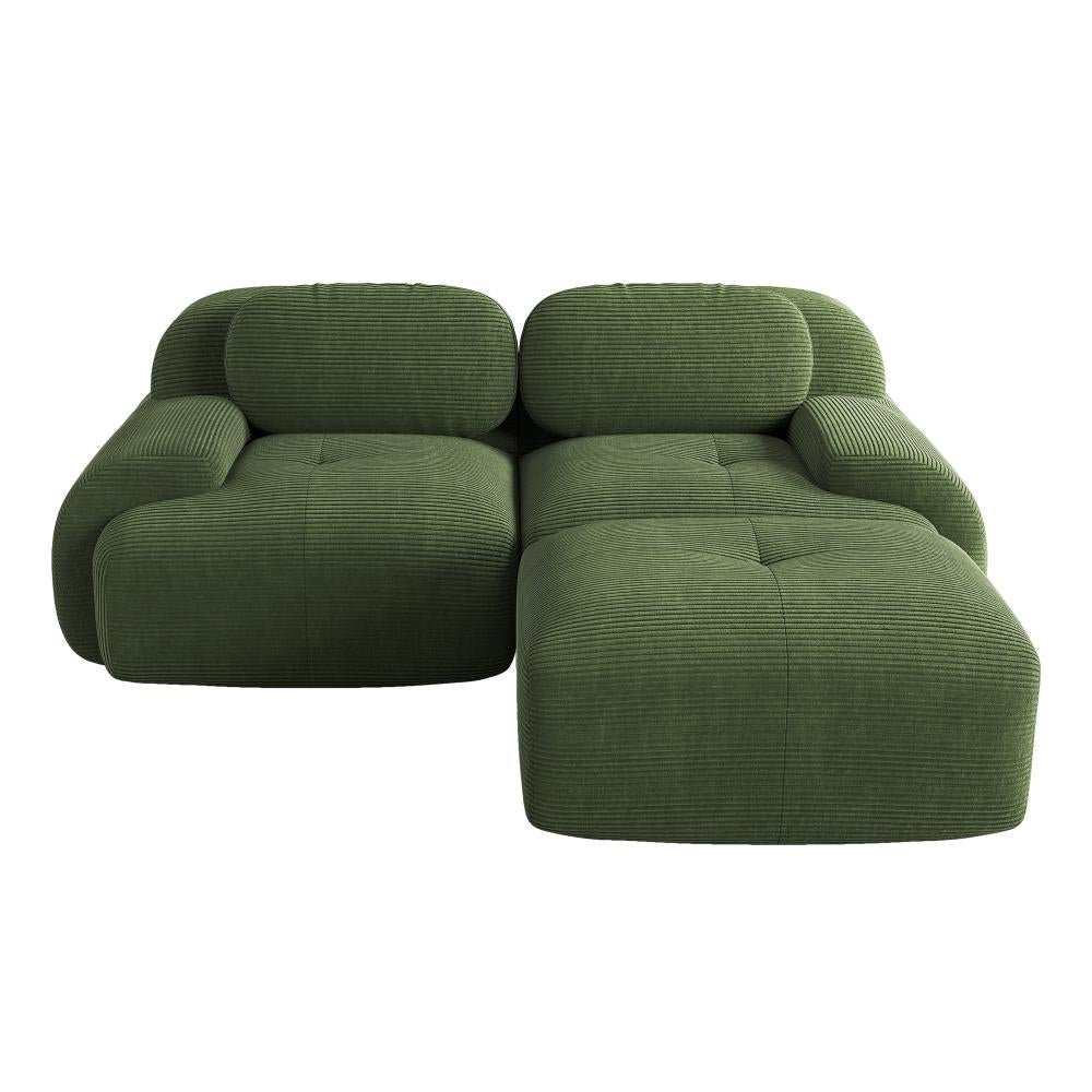 Sofa d’Angle Modulaire 82'' en Corduroy Luxueux, Sans Montage, Accoudoirs Arrondis, Coussin Élastique pour Salon et Chambre - 4
