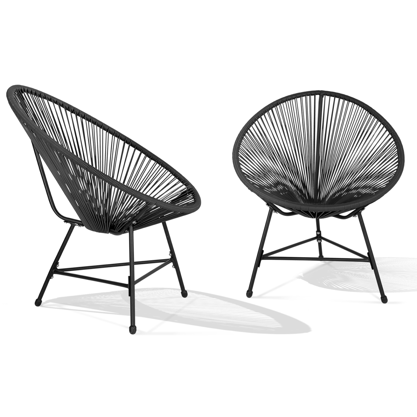 Salon de jardin IZMIR table et 2 fauteuils oeuf cordage noir - 5