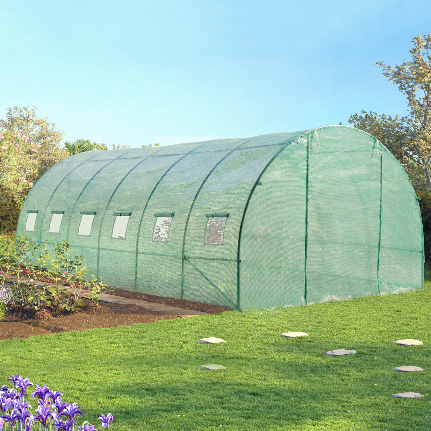 Serre tunnel de jardin 18m² verte gamme maraîchère CRIMÉE 6x3m - 3