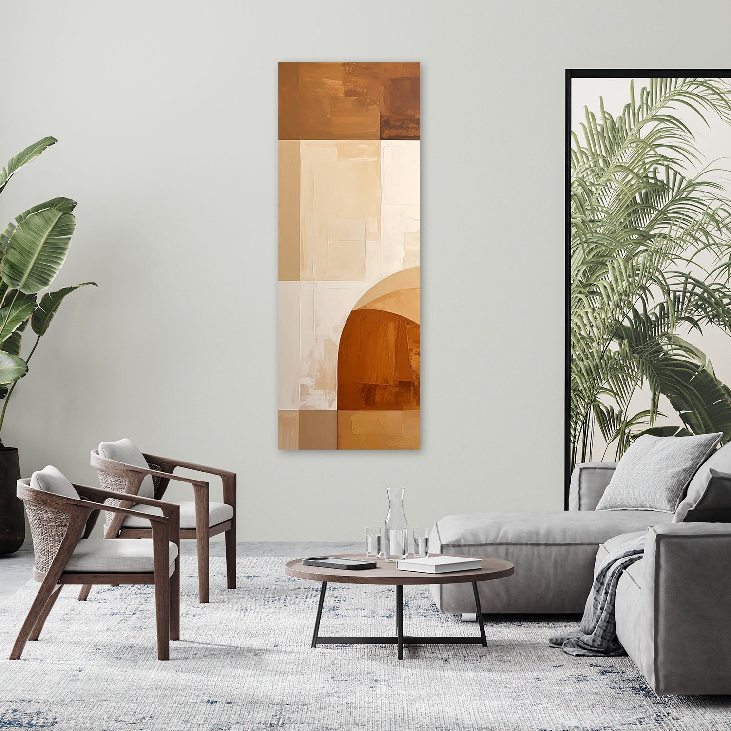 Obraz do salonu sypialni kuchni, Geometryczna kompozycja w odcieniach beżu 30x90 - 2