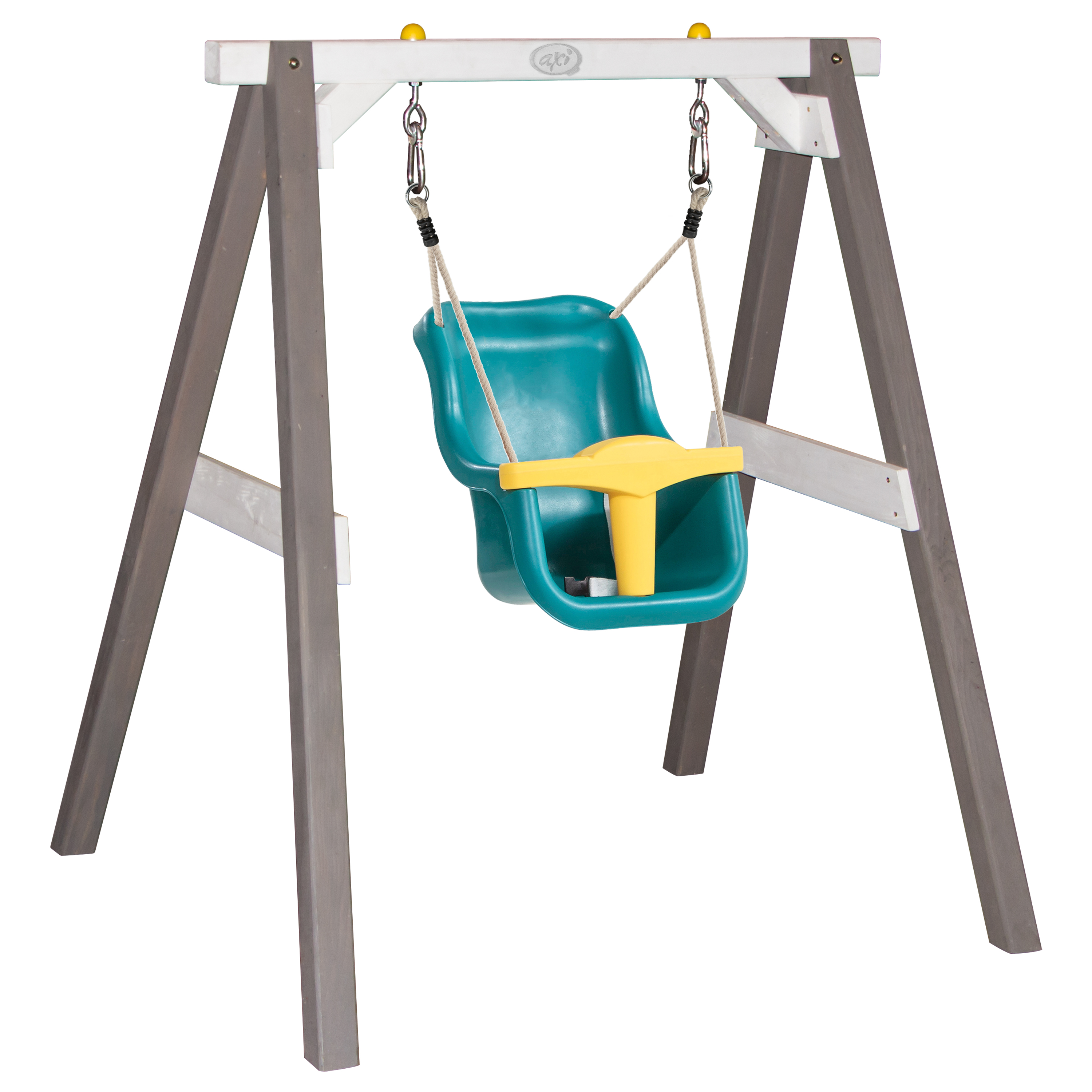 AXI Altalena per bambini con telaio in legno e sedile in blu