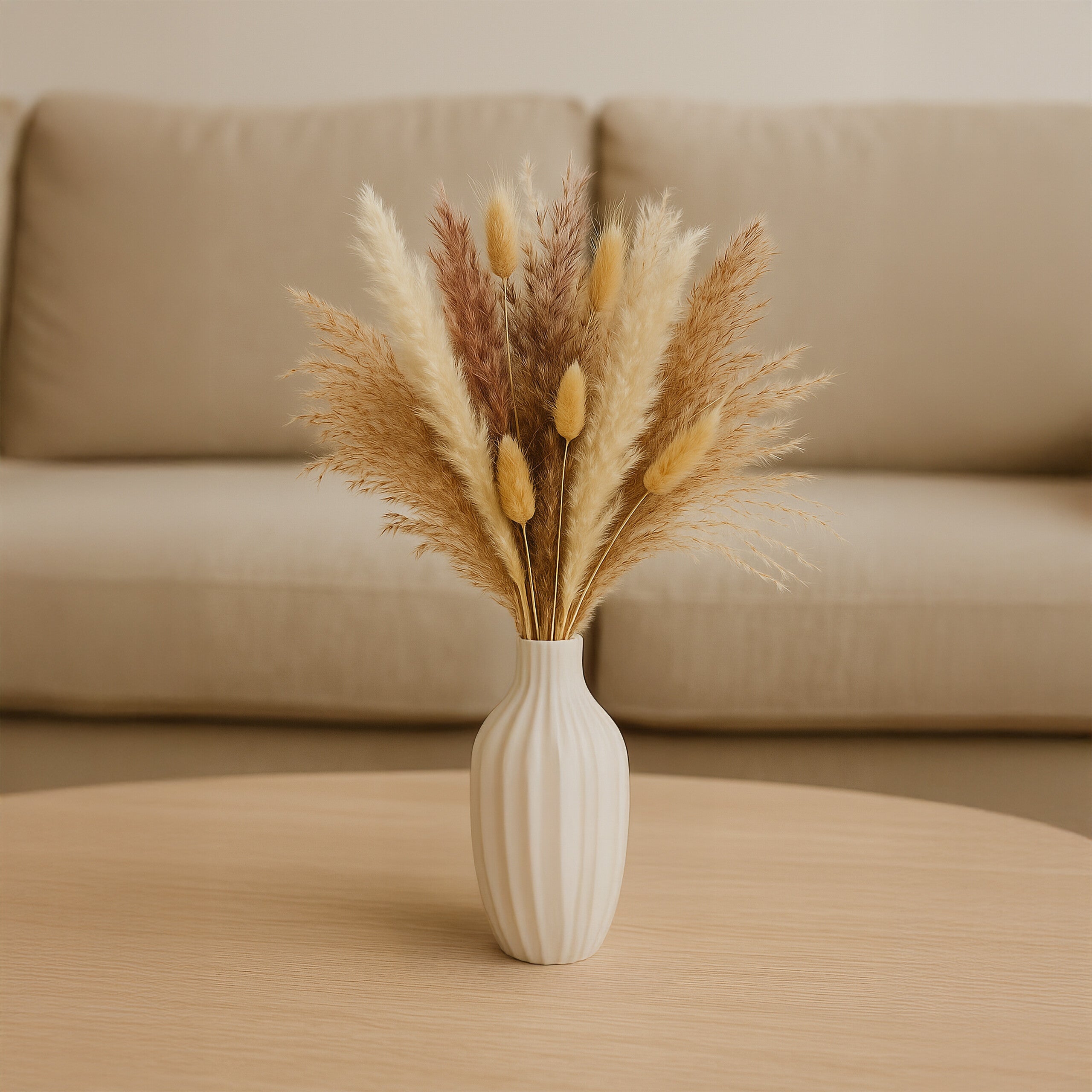 herbe de la pampa séchée, 144 pièces, longueur : 41 cm, fleurs séchées, déco boho, bouquet, multicolore, Relaxdays - 2