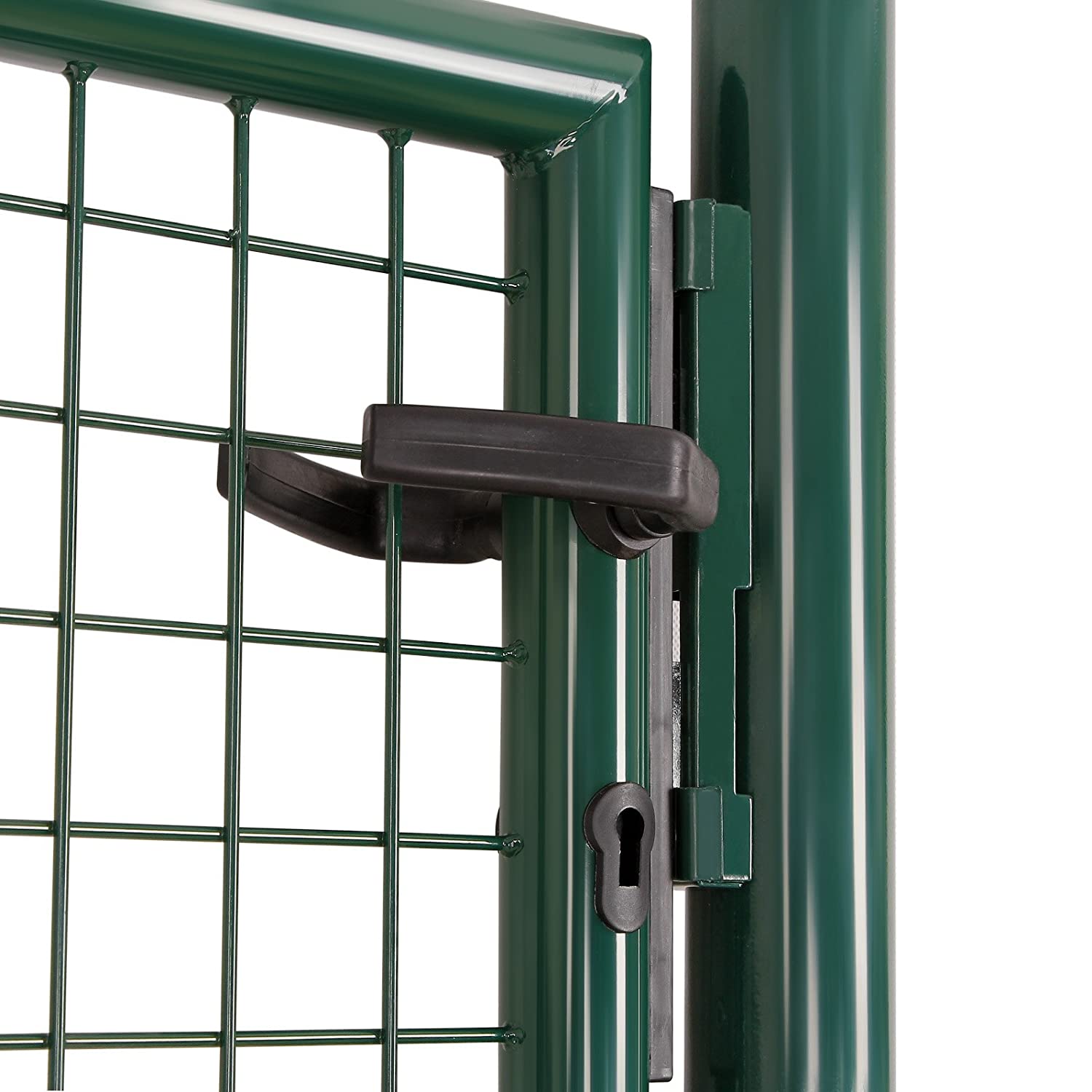 Portillon de Jardin Grillagé, en Acier Galvanisé, Clôture avec Serrure, Porte 106 x 150 cm (L x H), Vert - 4