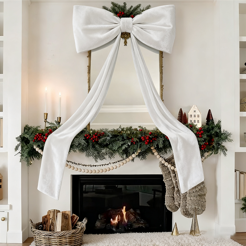 Decoração de Natal, Laços grandes para árvores de Natal, Laço de veludo para decoração de árvores de Natal, casamentos, festas, 180 cm x 50 cm - 2