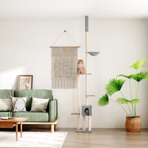 Tiragraffi Per Gatti A Soffitto PawHut - Palestra Multilivello Con Corde E Cucce